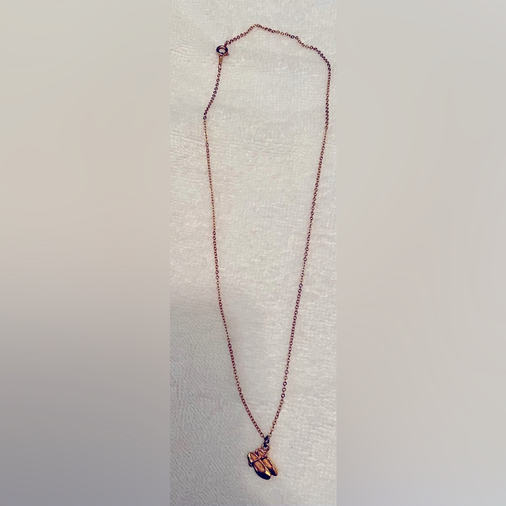 Necklace; gold w/ tap shoes charm